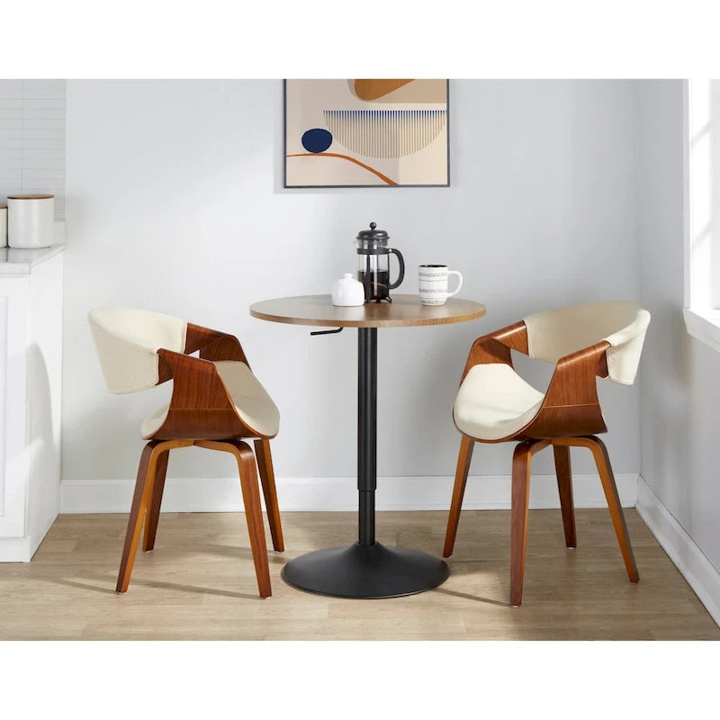 Tavolo da bar rotondo regolabile da 27" – Nero/Bianco/Marrone/Noce, base cromata/nera, 2 posti