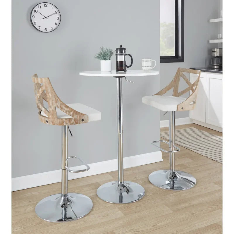 Tavolo da bar rotondo regolabile da 27" – Nero/Bianco/Marrone/Noce, base cromata/nera, 2 posti