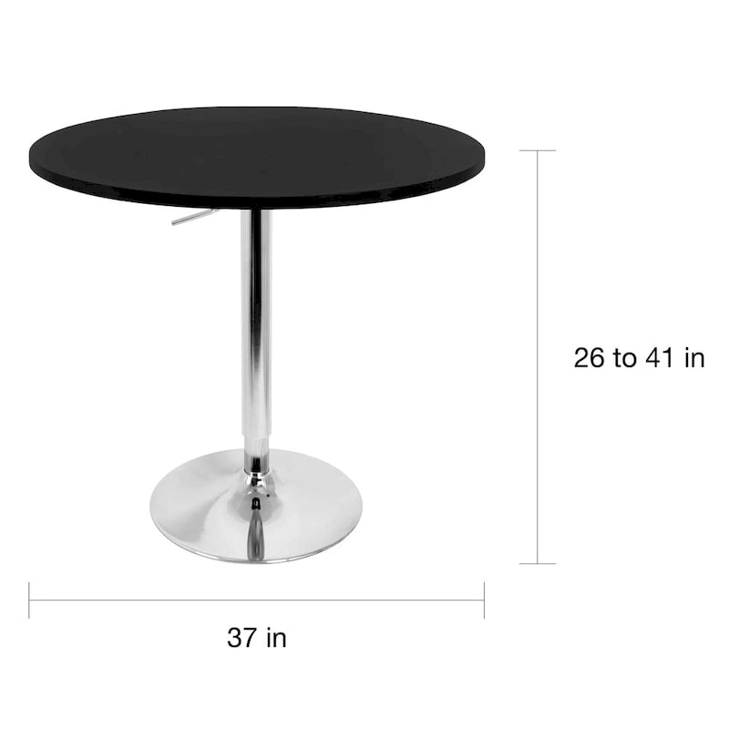 Tavolo da bar rotondo regolabile da 27" – Nero/Bianco/Marrone/Noce, base cromata/nera, 2 posti