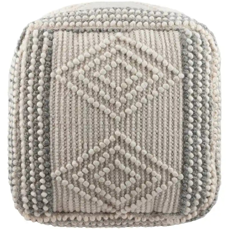 Pouf cubo intrecciato a mano carbone / bianco, 1 posto a sedere
