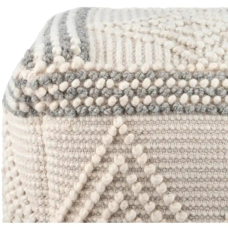 Pouf cubo intrecciato a mano carbone / bianco, 1 posto a sedere