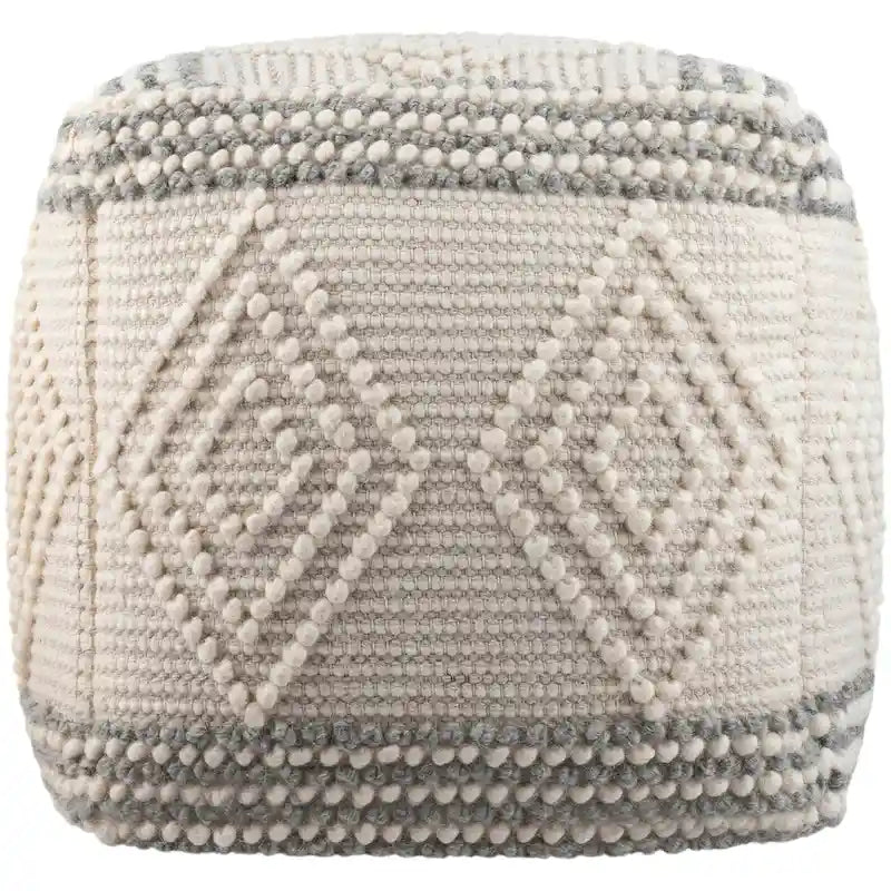 Pouf cubo intrecciato a mano carbone / bianco, 1 posto a sedere