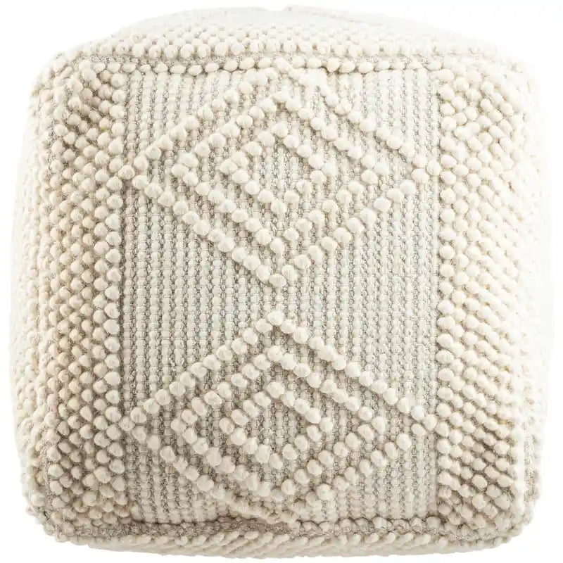 Pouf cubo intrecciato a mano carbone / bianco, 1 posto a sedere