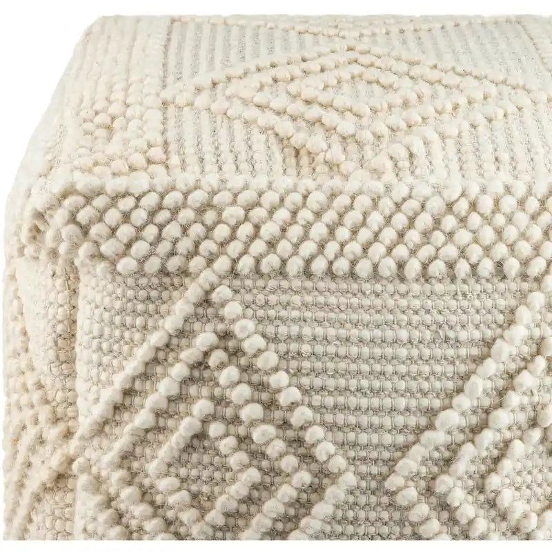Pouf cubo intrecciato a mano carbone / bianco, 1 posto a sedere
