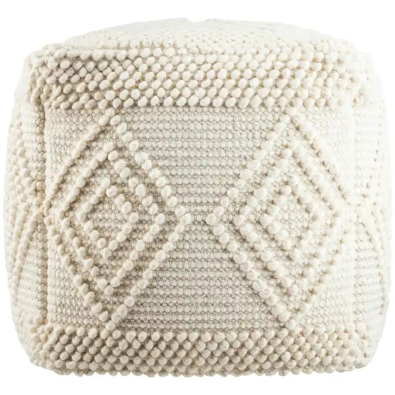 Pouf cubo intrecciato a mano carbone / bianco, 1 posto a sedere