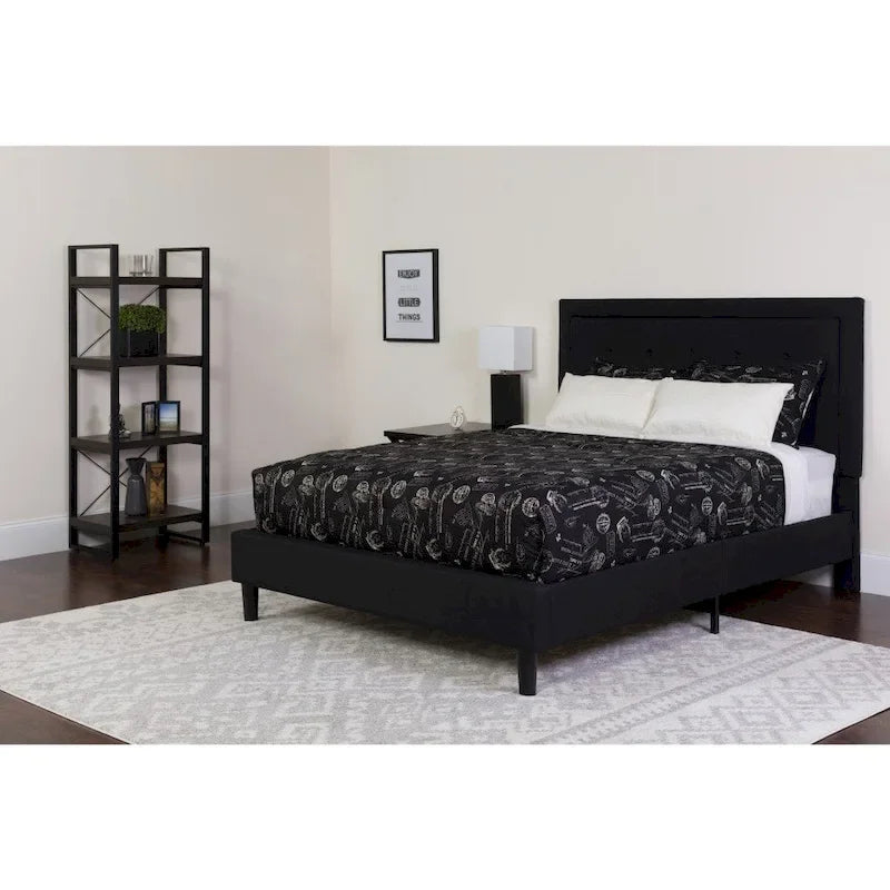 Letto e Materasso Imbottiti con Bottoni, Grigio Scuro / Beige / Grigio Chiaro / Nero, da una Piazza e Mezza a Matrimoniale, 1-2 Persone