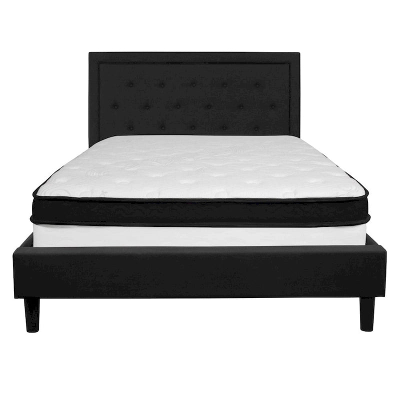 Letto e Materasso Imbottiti con Bottoni, Grigio Scuro / Beige / Grigio Chiaro / Nero, da una Piazza e Mezza a Matrimoniale, 1-2 Persone