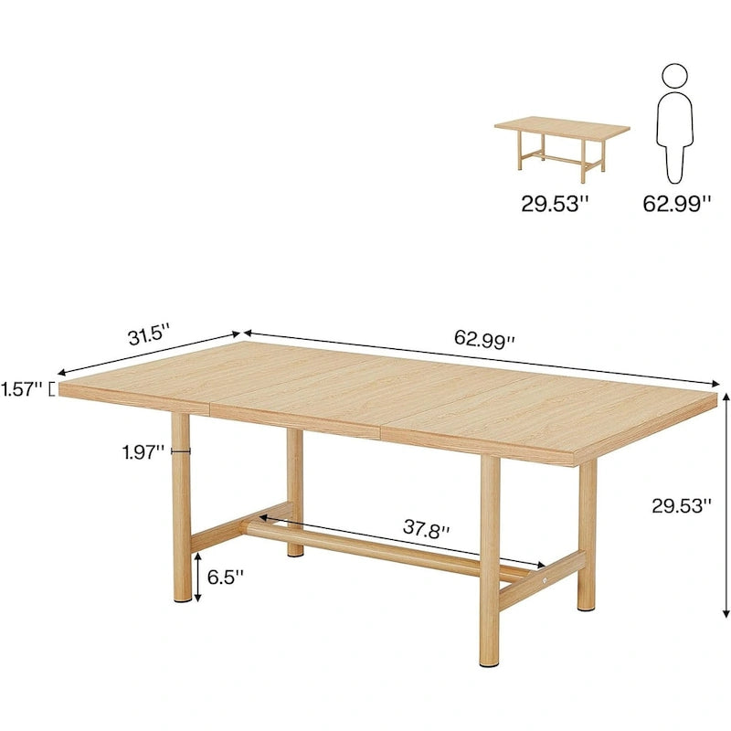 Tavolo da Pranzo Rettangolare Marrone, Stile Rustico, 4–6 Posti