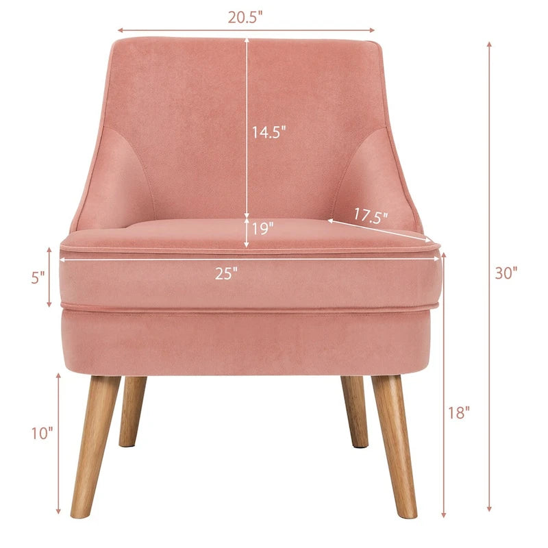 Sedie Accent in velluto rosa con gambe in legno di caucciù, set da 2