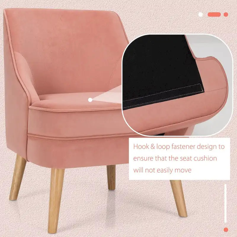 Sedie Accent in velluto rosa con gambe in legno di caucciù, set da 2