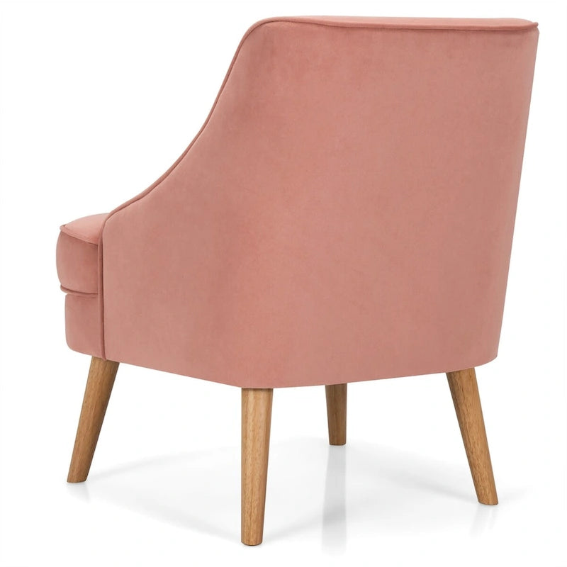 Sedie Accent in velluto rosa con gambe in legno di caucciù, set da 2