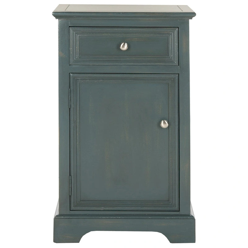 Tavolino con cassetto e anta color Orzo / Verde Ottanio Scuro / Grigio Cenere