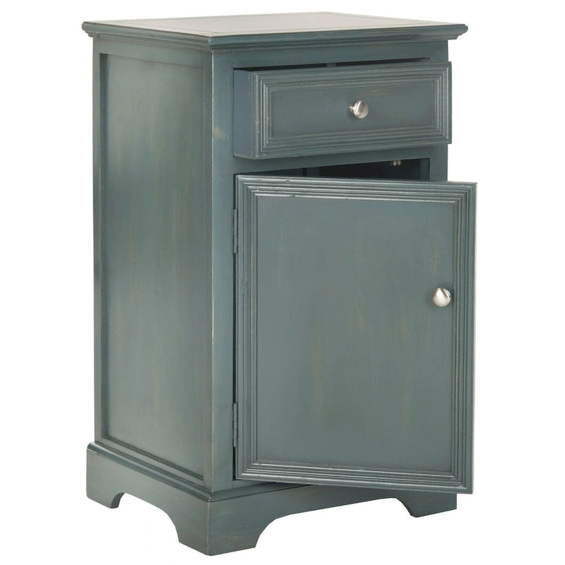 Tavolino con cassetto e anta color Orzo / Verde Ottanio Scuro / Grigio Cenere