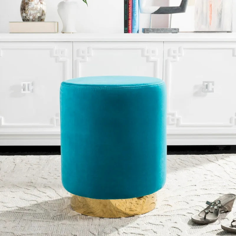 Pouf in velluto con base in ottone – Diversi colori, 1 posto