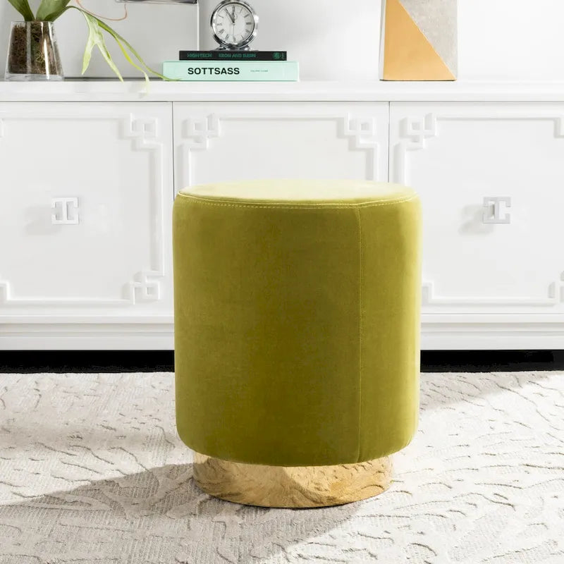 Pouf in velluto con base in ottone – Diversi colori, 1 posto