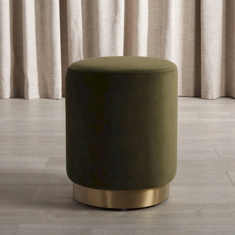Pouf in velluto con base in ottone – Diversi colori, 1 posto