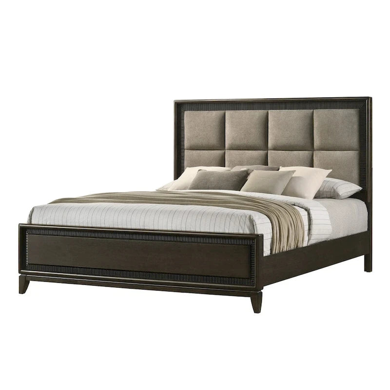 Set da Camera da Letto in Tessuto Nero – Matrimoniale/Queen, 5 Pezzi