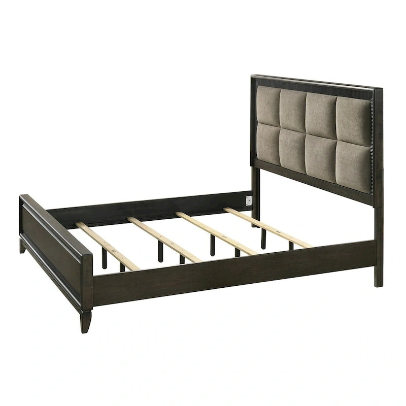 Set da Camera da Letto in Tessuto Nero – Matrimoniale/Queen, 5 Pezzi