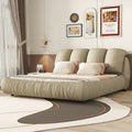 Letto king size rivestito in velluto/pelle con testiera plissettata – 2 posti