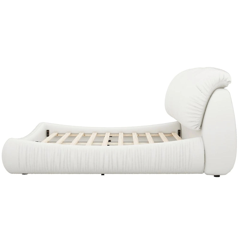 Letto king size rivestito in velluto/pelle con testiera plissettata – 2 posti