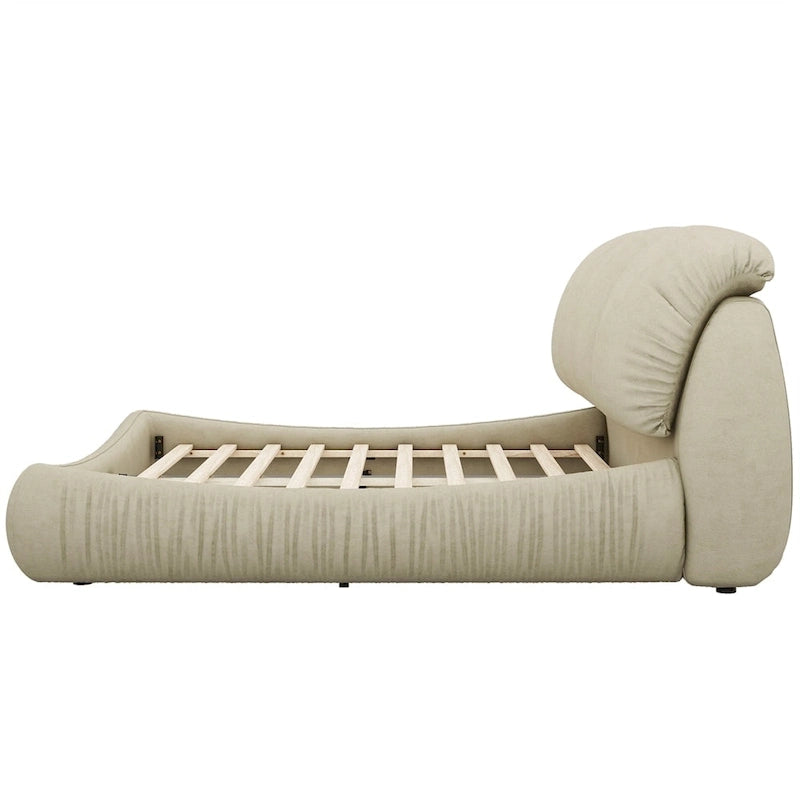 Letto king size rivestito in velluto/pelle con testiera plissettata – 2 posti
