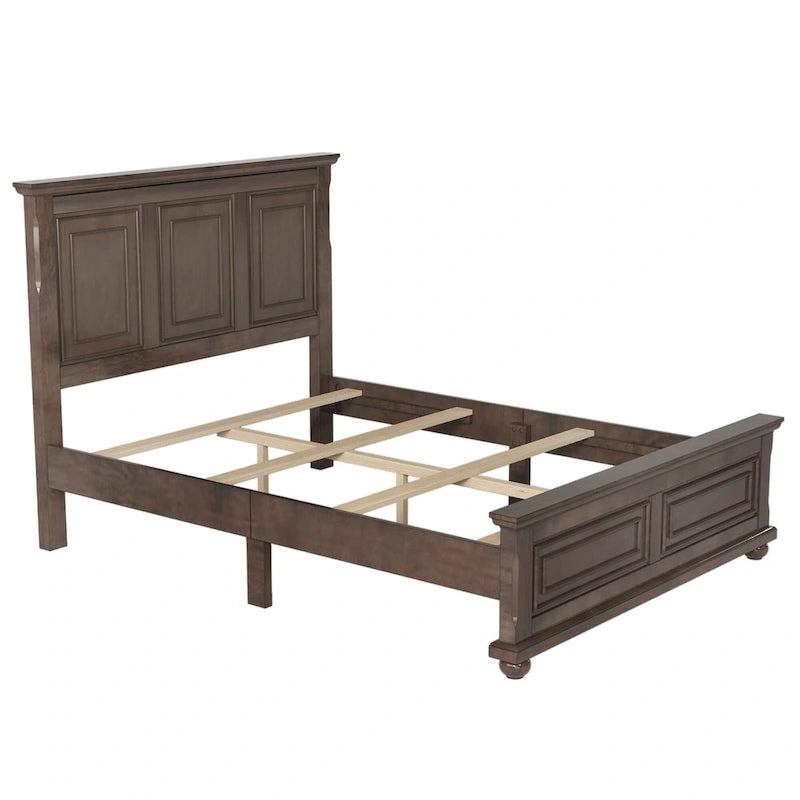 Struttura letto tradizionale in legno marrone/bianco/grigio pietra – Singolo, in pino massiccio