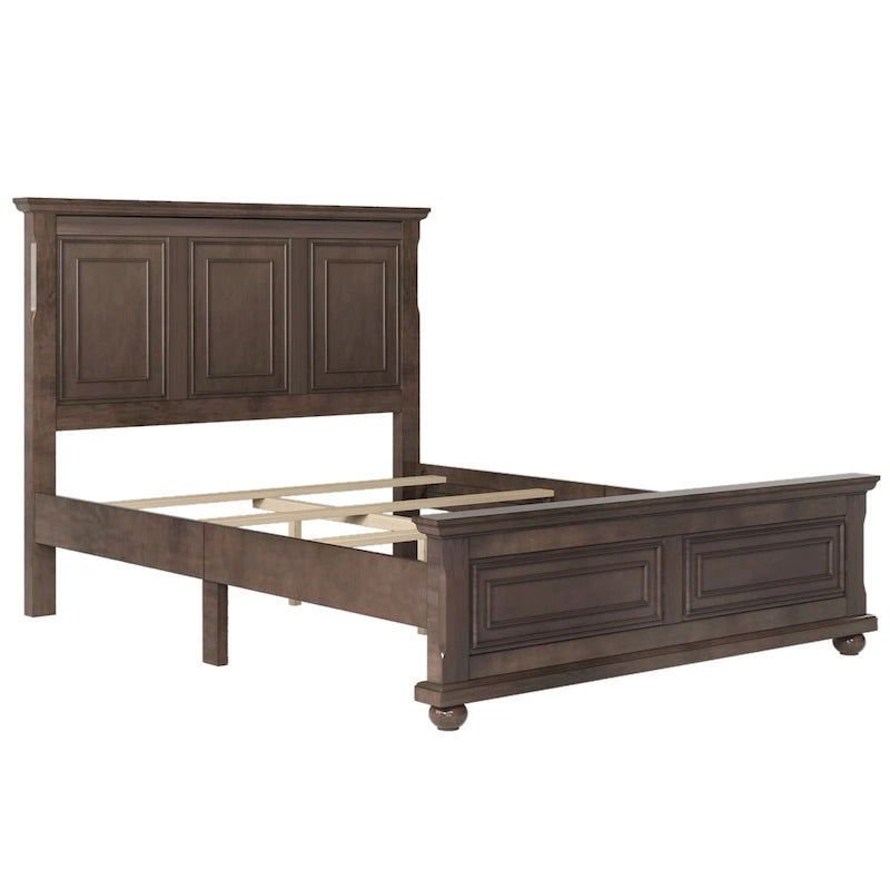Struttura letto tradizionale in legno marrone/bianco/grigio pietra – Singolo, in pino massiccio