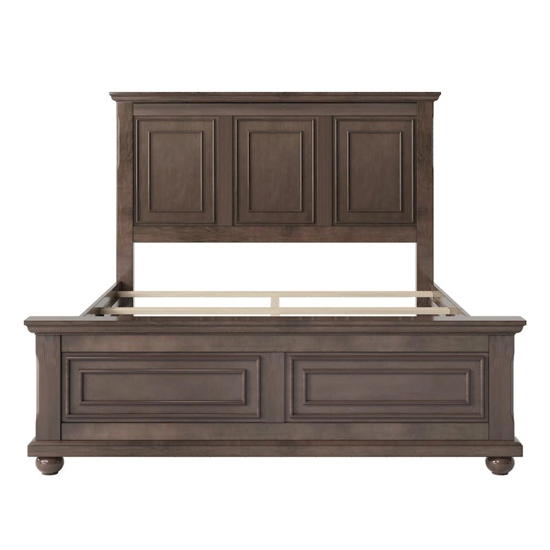 Struttura letto tradizionale in legno marrone/bianco/grigio pietra – Singolo, in pino massiccio