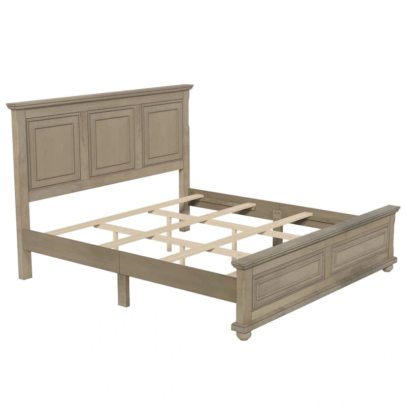 Struttura letto tradizionale in legno marrone/bianco/grigio pietra – Singolo, in pino massiccio