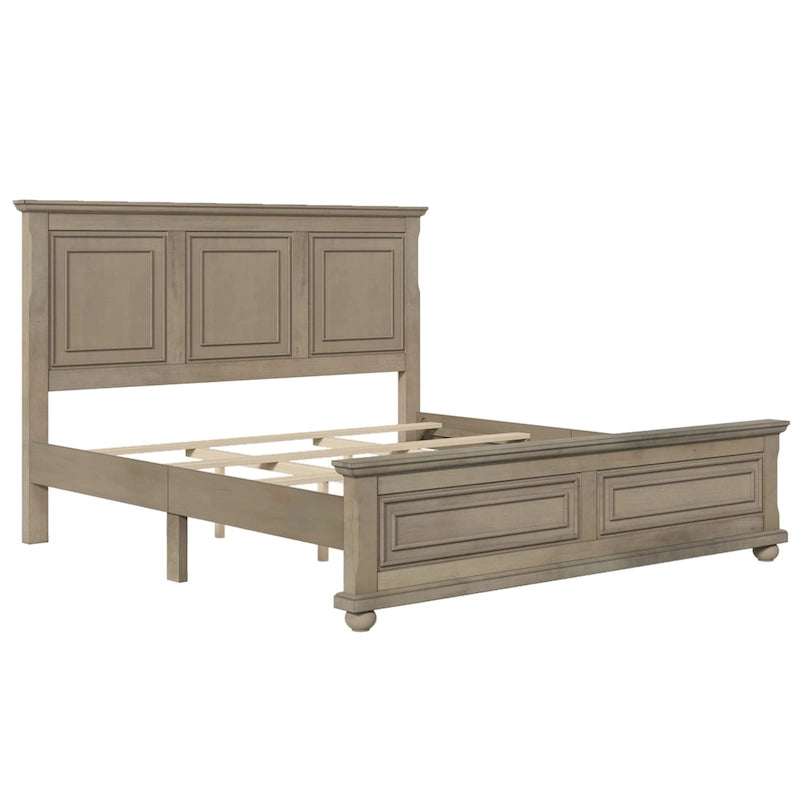 Struttura letto tradizionale in legno marrone/bianco/grigio pietra – Singolo, in pino massiccio