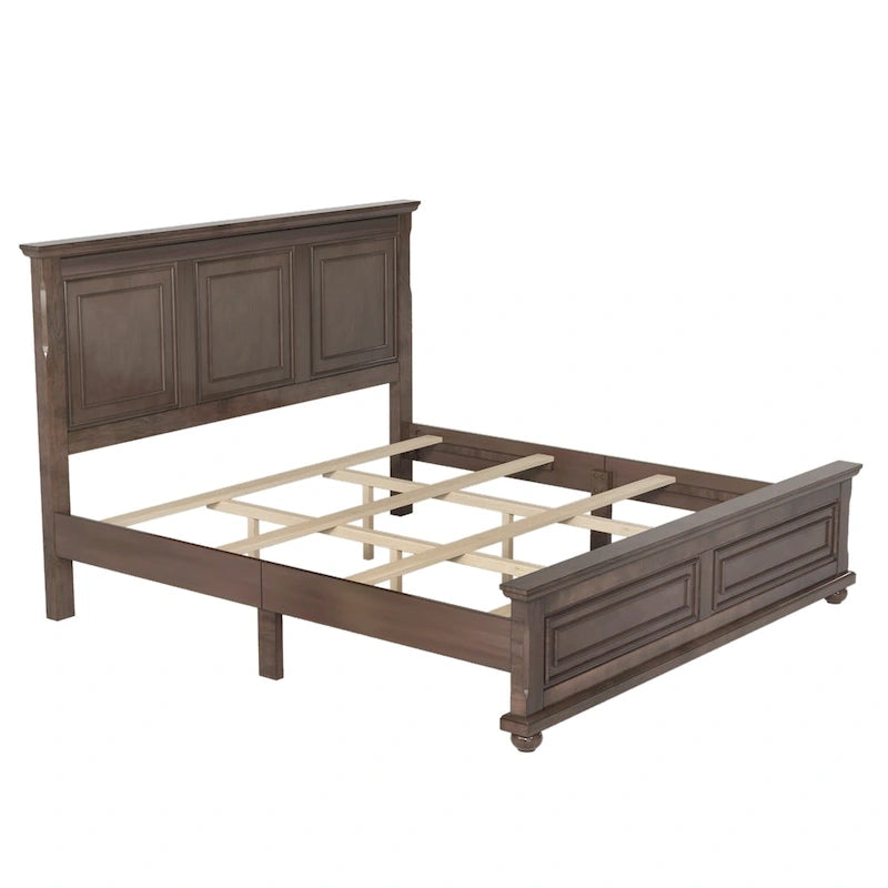 Struttura letto tradizionale in legno marrone/bianco/grigio pietra – Singolo, in pino massiccio