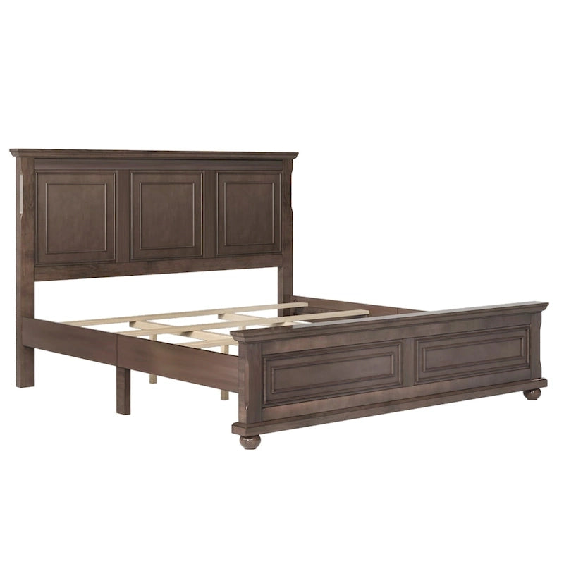 Struttura letto tradizionale in legno marrone/bianco/grigio pietra – Singolo, in pino massiccio