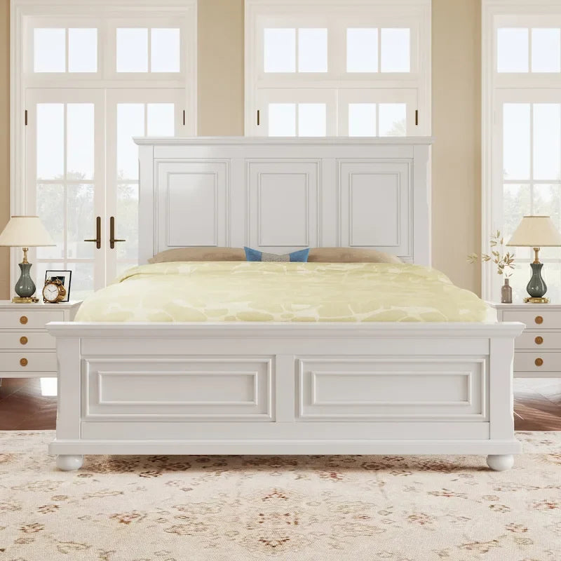 Struttura letto tradizionale in legno marrone/bianco/grigio pietra – Singolo, in pino massiccio