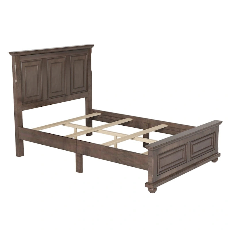 Struttura letto tradizionale in legno marrone/bianco/grigio pietra – Singolo, in pino massiccio