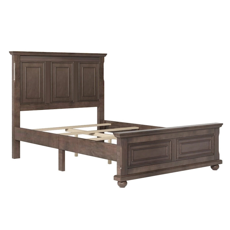 Struttura letto tradizionale in legno marrone/bianco/grigio pietra – Singolo, in pino massiccio