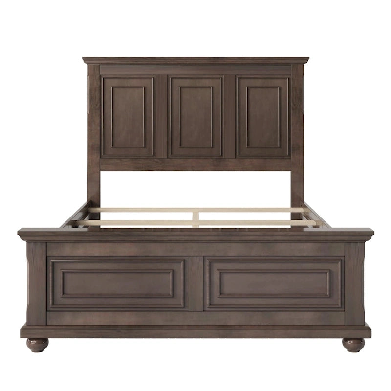 Struttura letto tradizionale in legno marrone/bianco/grigio pietra – Singolo, in pino massiccio