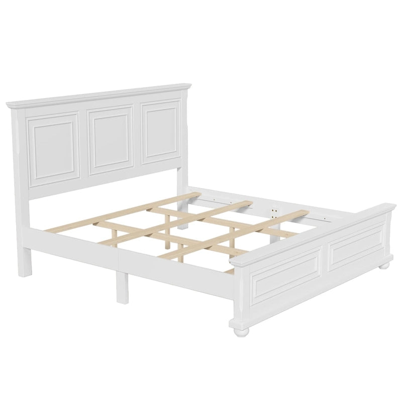 Struttura letto tradizionale in legno marrone/bianco/grigio pietra – Singolo, in pino massiccio
