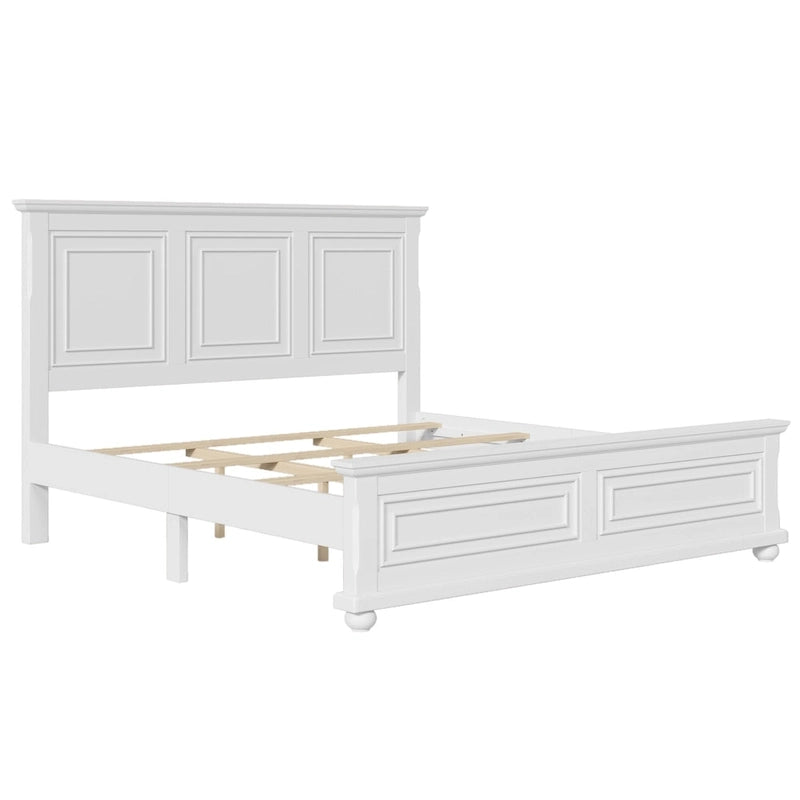 Struttura letto tradizionale in legno marrone/bianco/grigio pietra – Singolo, in pino massiccio