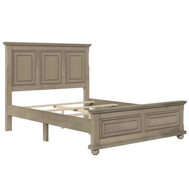 Struttura letto tradizionale in legno marrone/bianco/grigio pietra – Singolo, in pino massiccio