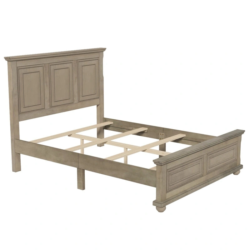 Struttura letto tradizionale in legno marrone/bianco/grigio pietra – Singolo, in pino massiccio