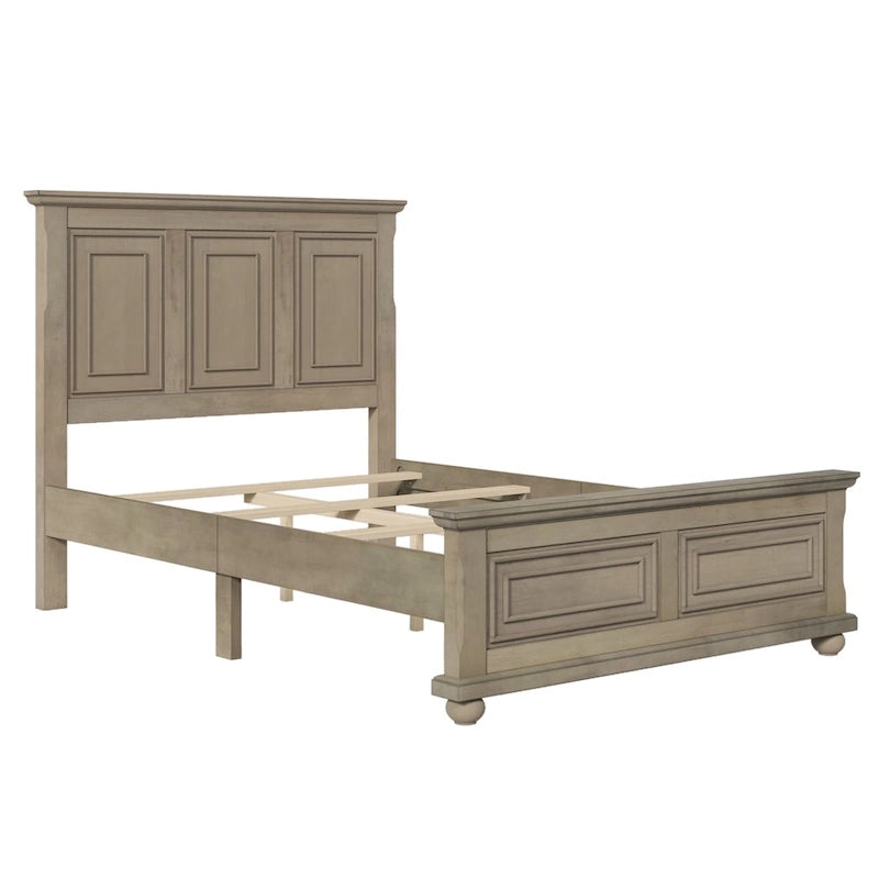 Struttura letto tradizionale in legno marrone/bianco/grigio pietra – Singolo, in pino massiccio