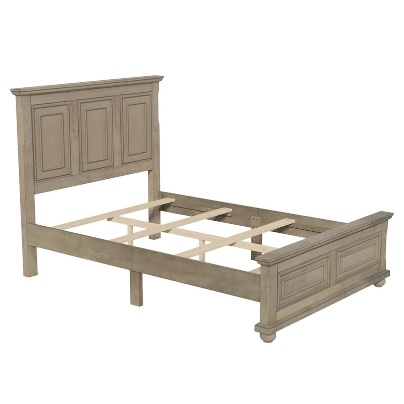 Struttura letto tradizionale in legno marrone/bianco/grigio pietra – Singolo, in pino massiccio