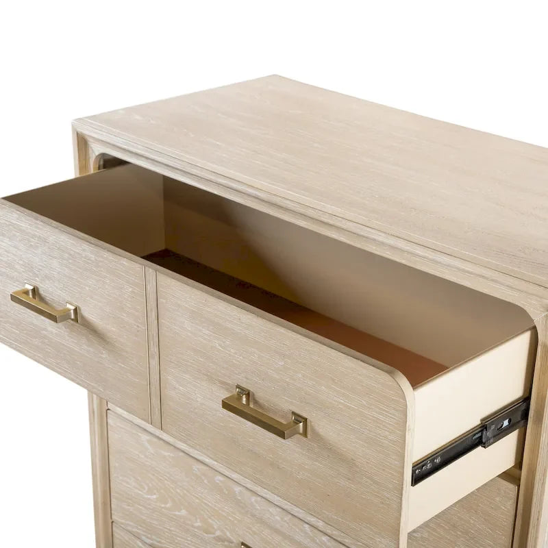 Set Camera da Letto 3 Pezzi in Rovere (Queen) – Struttura Letto, Comodino e Cassettiera | Maniglie Oro | 2 Posti Letto