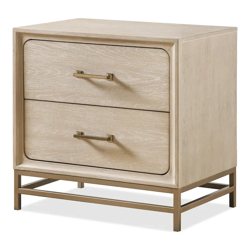 Set Camera da Letto 3 Pezzi in Rovere (Queen) – Struttura Letto, Comodino e Cassettiera | Maniglie Oro | 2 Posti Letto