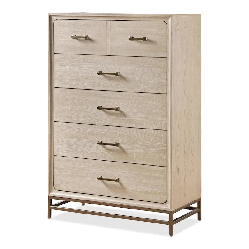 Set Camera da Letto 3 Pezzi in Rovere (Queen) – Struttura Letto, Comodino e Cassettiera | Maniglie Oro | 2 Posti Letto