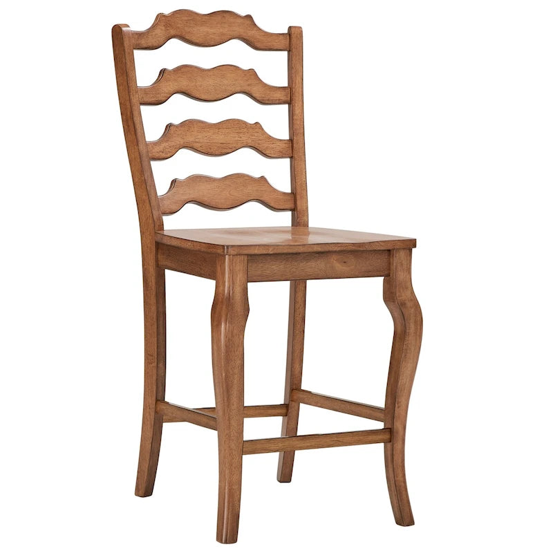 Sedia da bancone francese Ladder Back, Quercia / Colori antichi, Set da 2