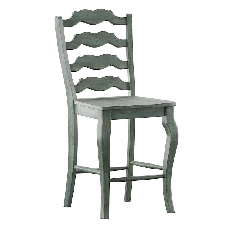 Sedia da bancone francese Ladder Back, Quercia / Colori antichi, Set da 2