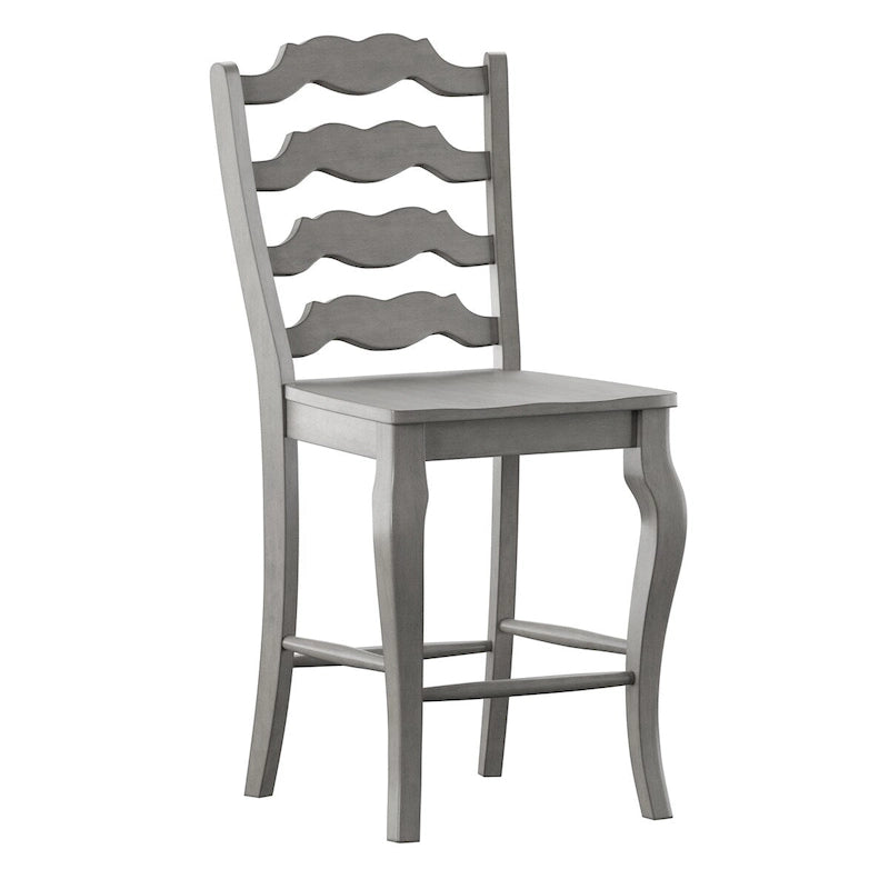 Sedia da bancone francese Ladder Back, Quercia / Colori antichi, Set da 2