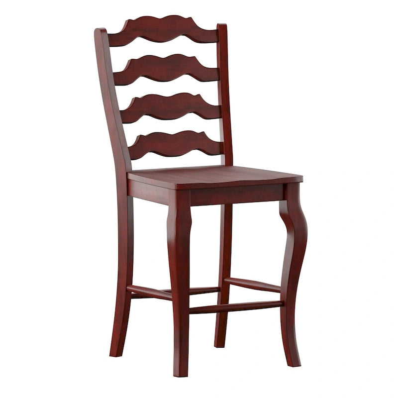 Sedia da bancone francese Ladder Back, Quercia / Colori antichi, Set da 2