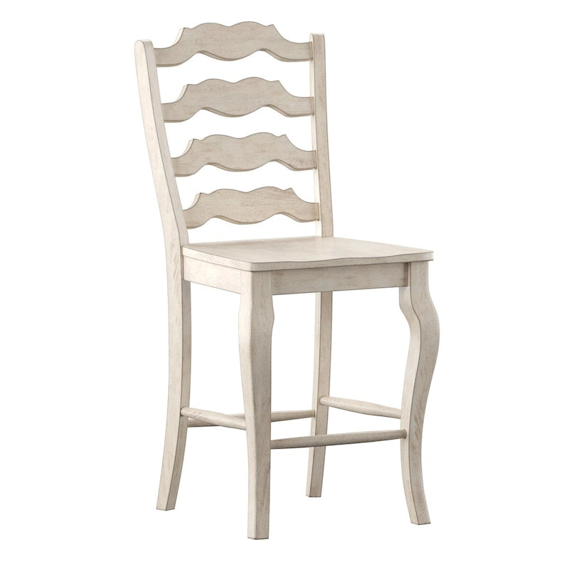 Sedia da bancone francese Ladder Back, Quercia / Colori antichi, Set da 2